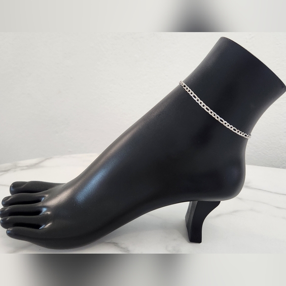 Jewelry - Stainless Steel Silver Figaro Chain Anklet Bracelet